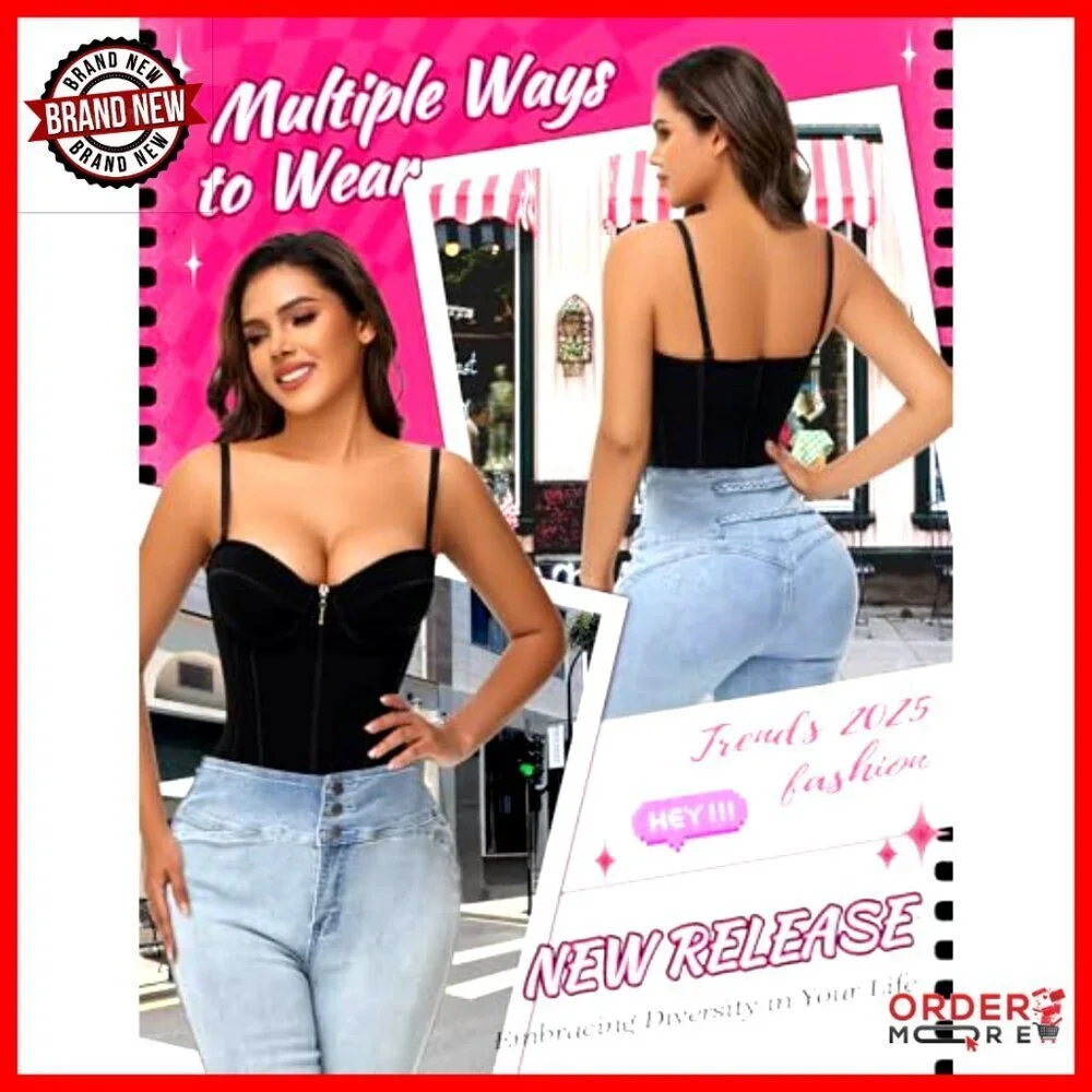 Waist Trainer Corset Tummy Control Shapewear Bustier Tank Top Adjustable Straps